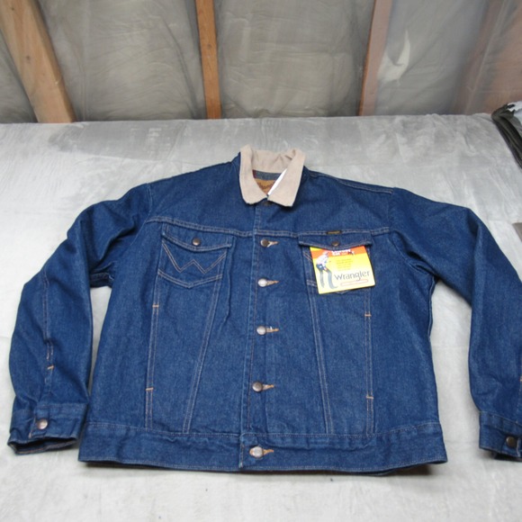 Wrangler Jacket Men Large 40 Blue Denim Cowboy Blanket Lined Heavy RARE VTG NEW
